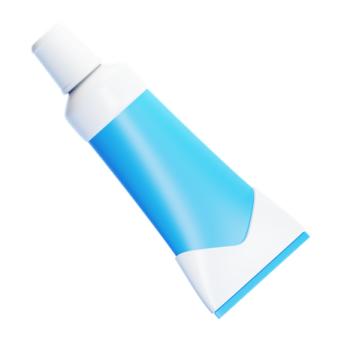 a white tube with blue paint on it