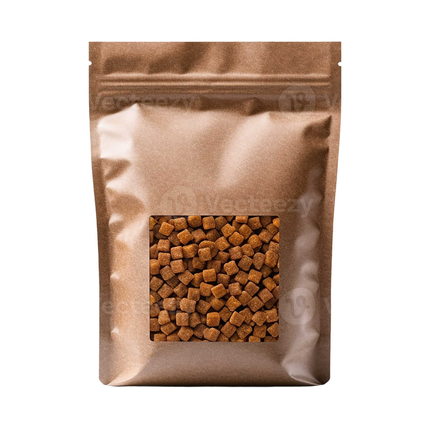 a bag of dog food on a white background