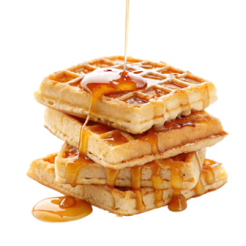 a stack of was with syrup on top