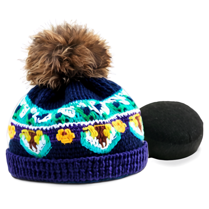 a knitted hat with a pom on it