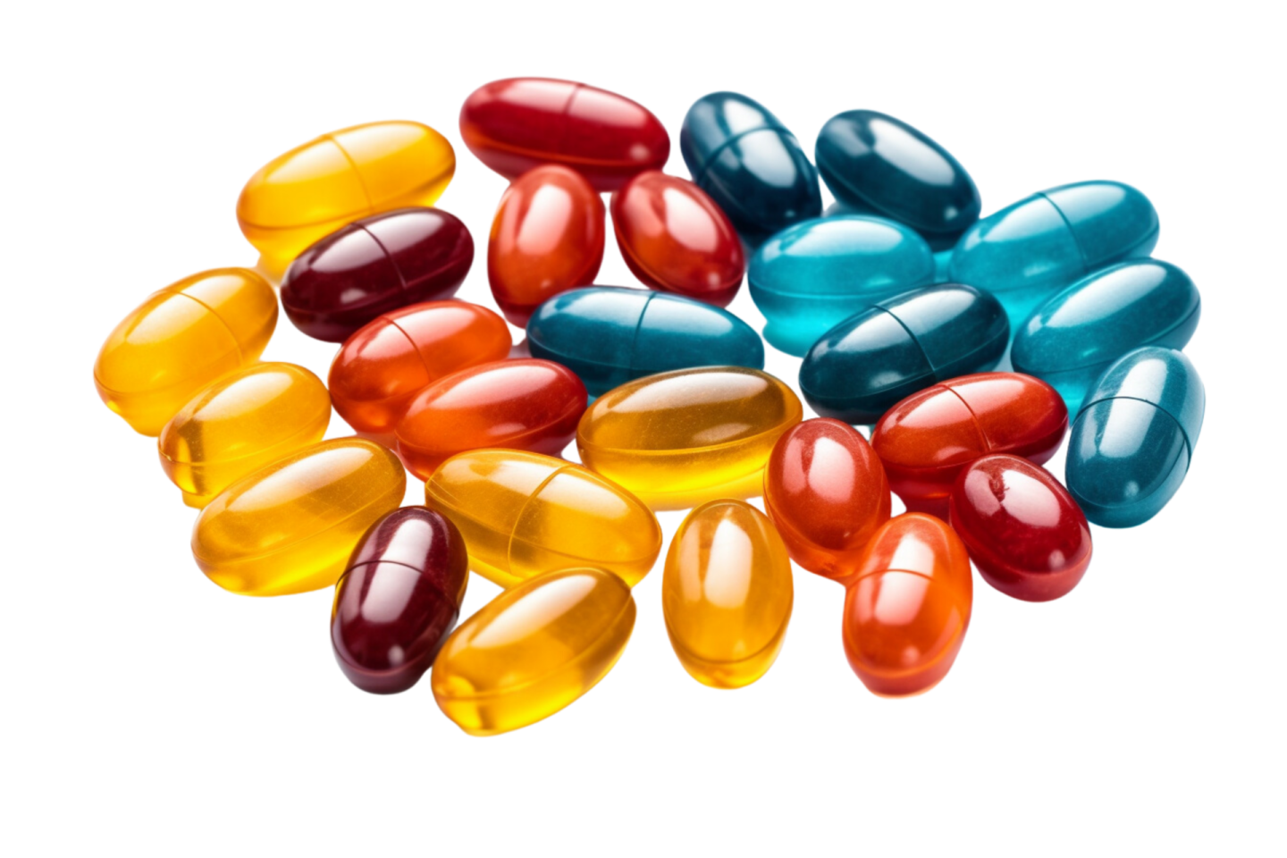 a pile of multi colored pills