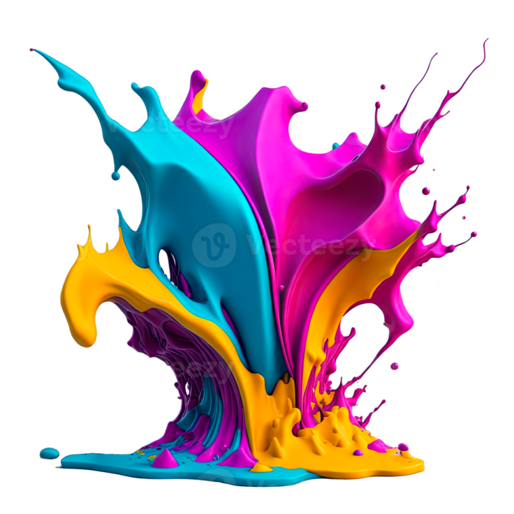 colorful paint splashs on white background