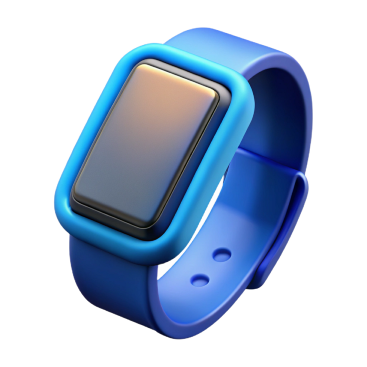 a blue smart watch on a white background