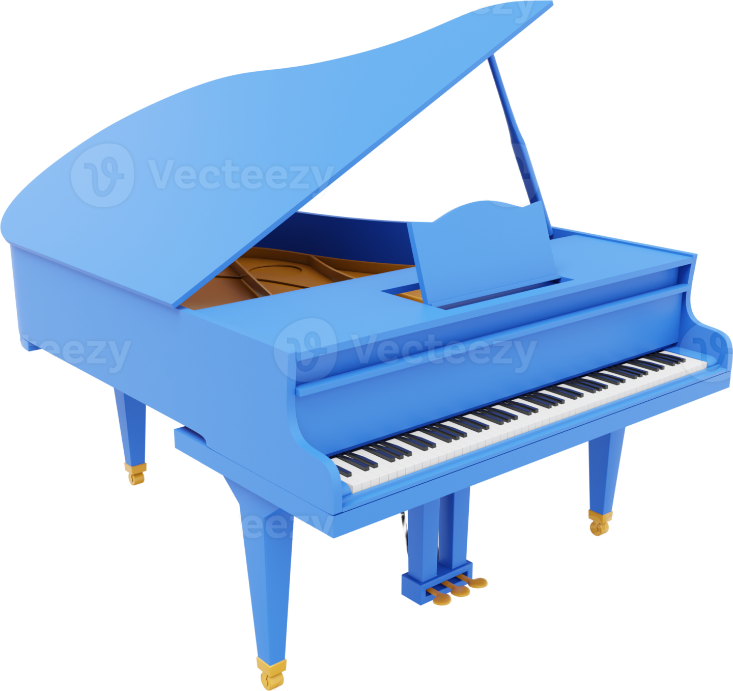 a blue piano on a white background