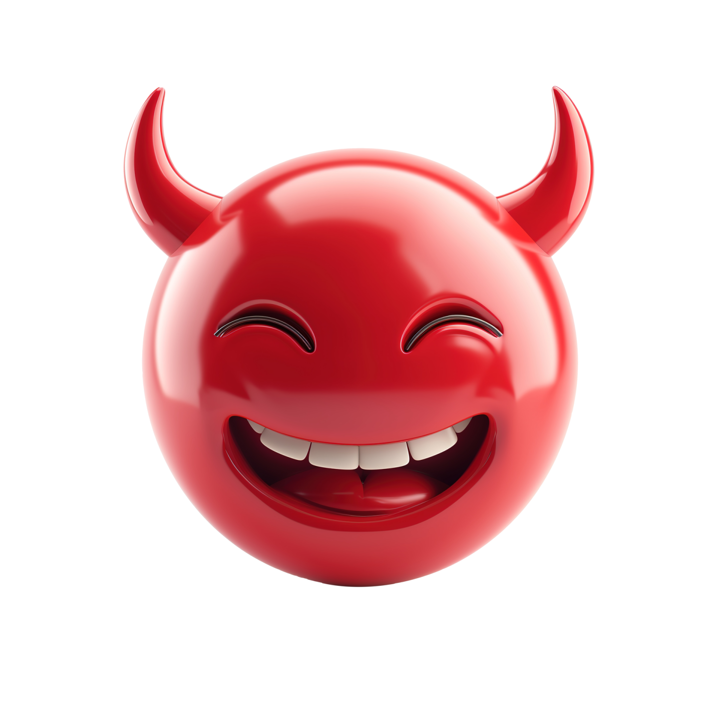 a red ball with a smiling devil's face