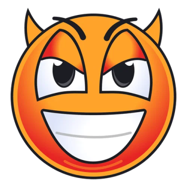 an orange smiley face with a big smile