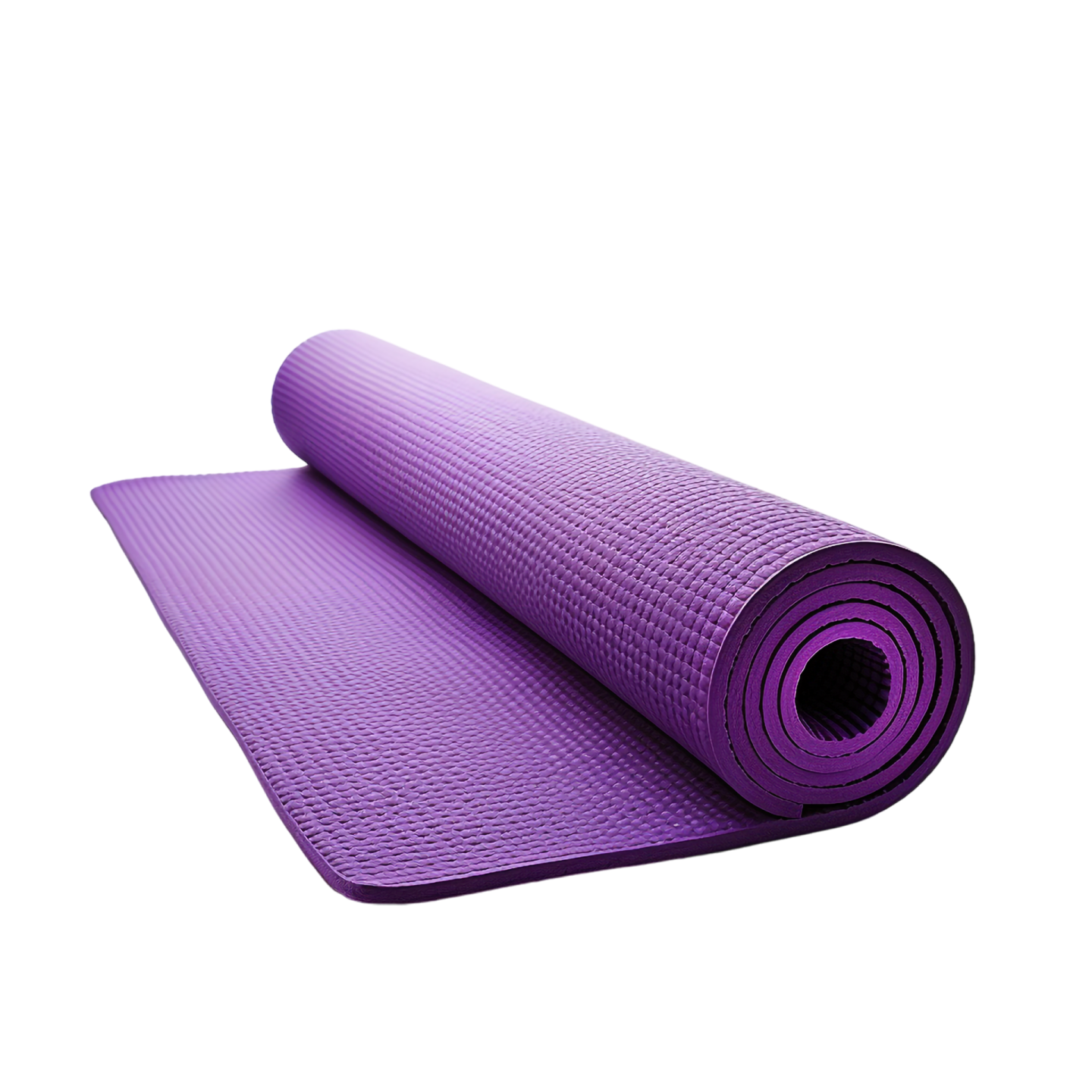 a purple yoga mat on a white background