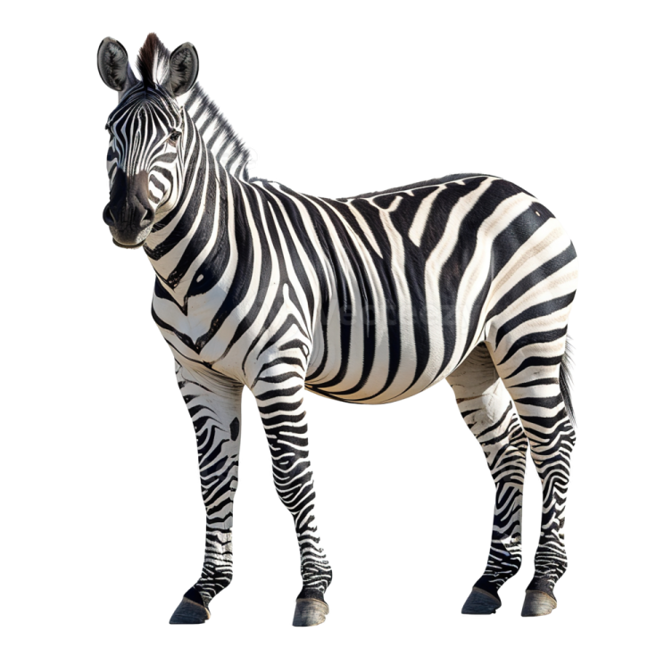 a zebra standing up against a white background