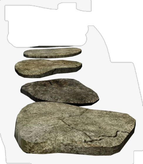 a set of rocks on a white background