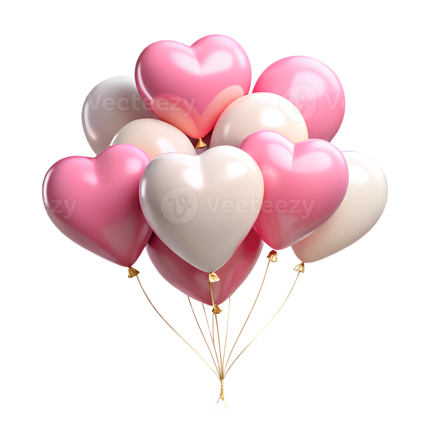 a bunch of pink and white heart balloons