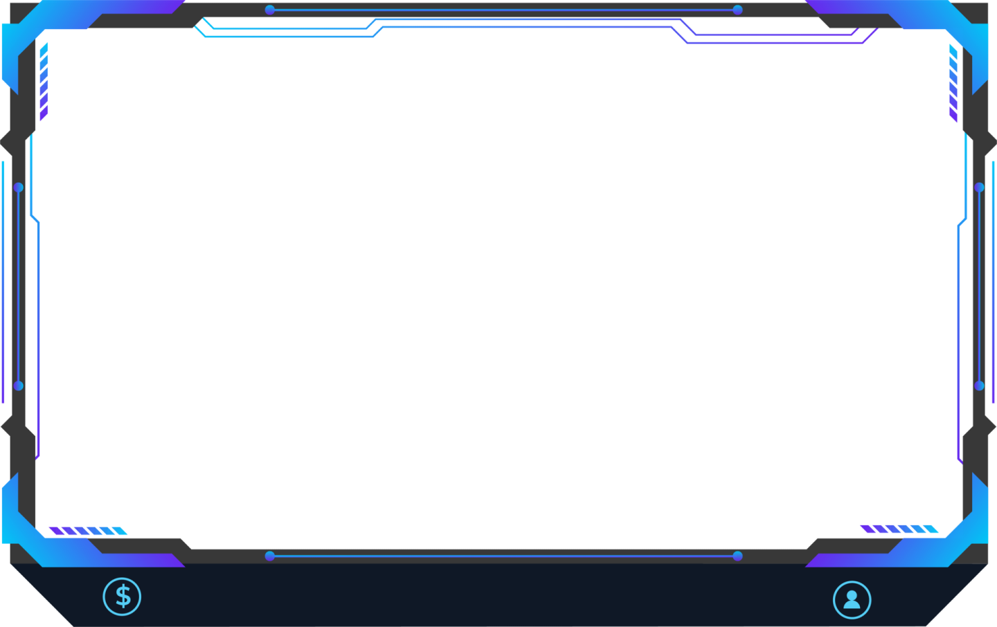 a blue and purple frame with a white background