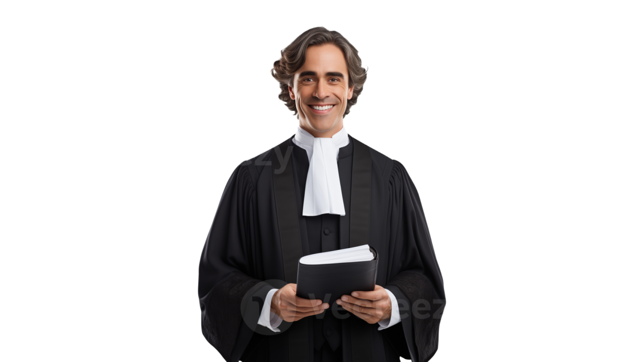 a man in a black robe holding a book