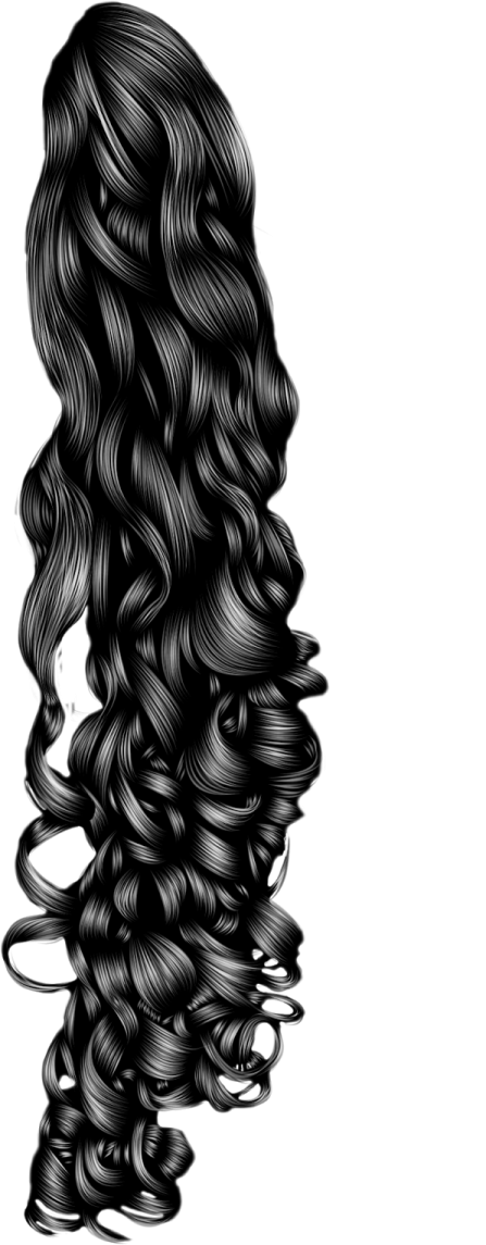 a black and white drawing of a woman's hair