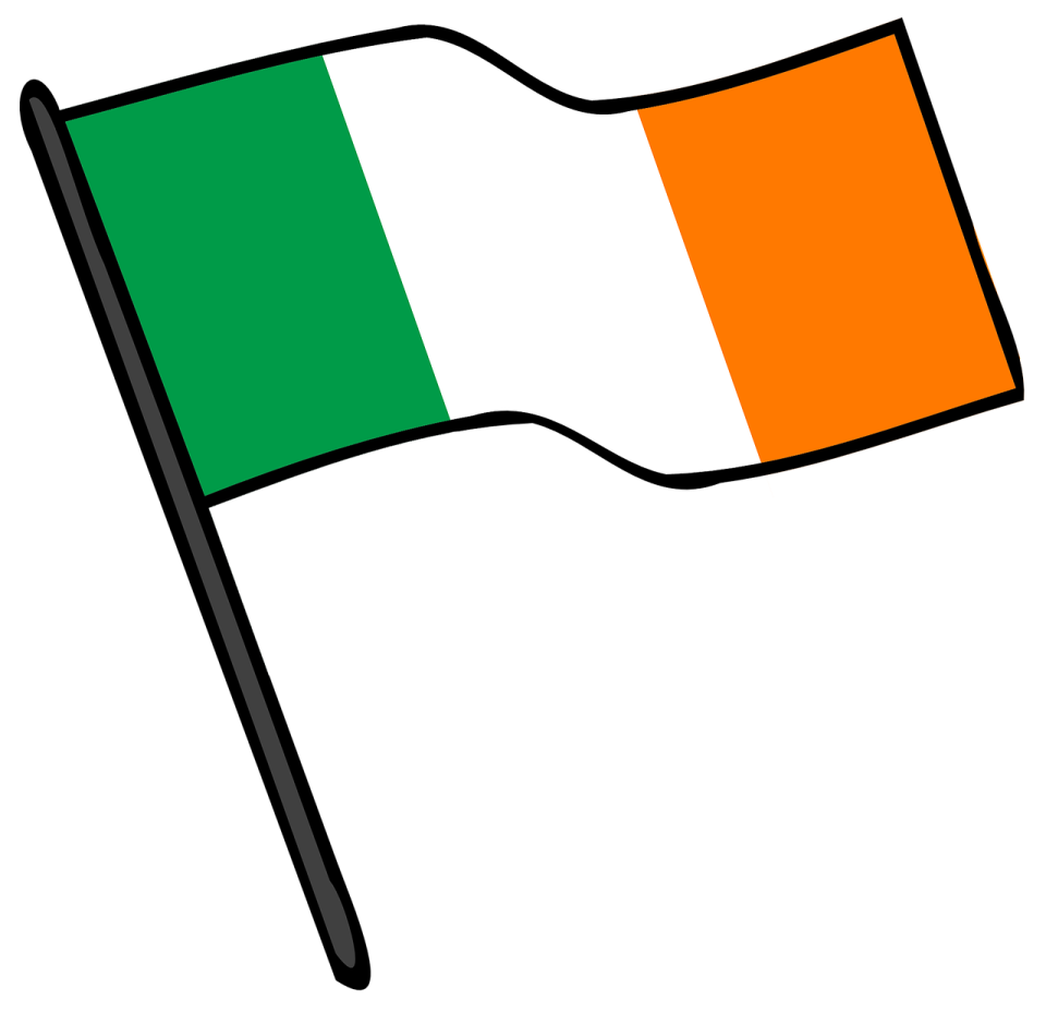 a flag with the irish flag on it