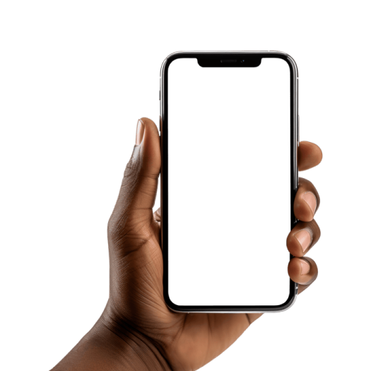 a hand holding an iphone with a white screen