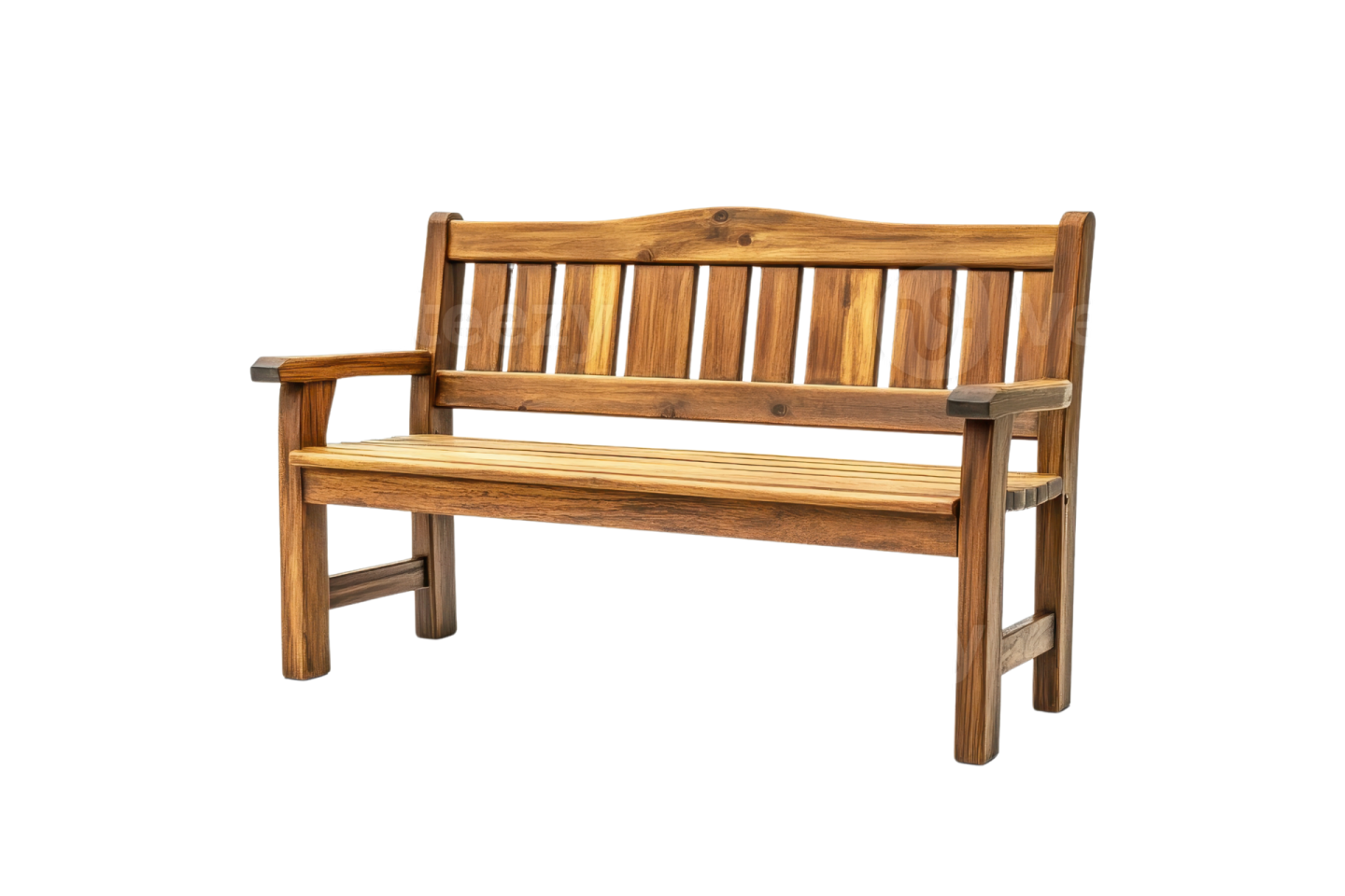 a wooden bench on a white background