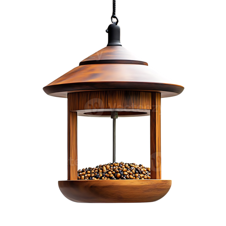 a bird feeder hanging on a white background