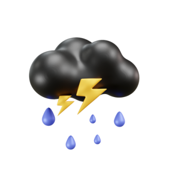 a black cloud with lightning and rain