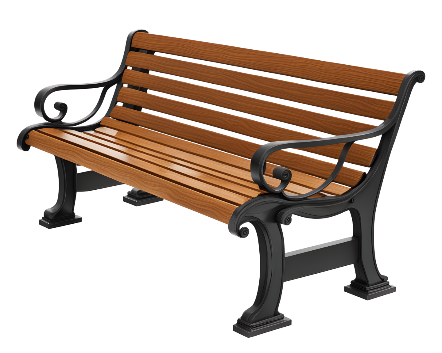 a wooden bench on a white background