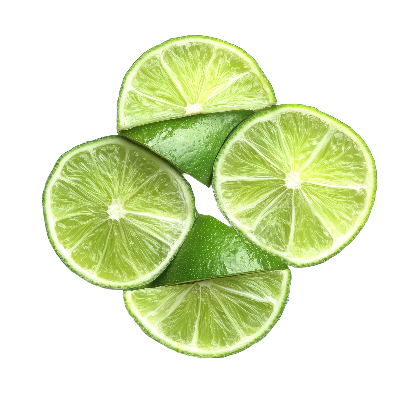 lime slices on white background