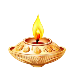 a golden oil lamp on a white background