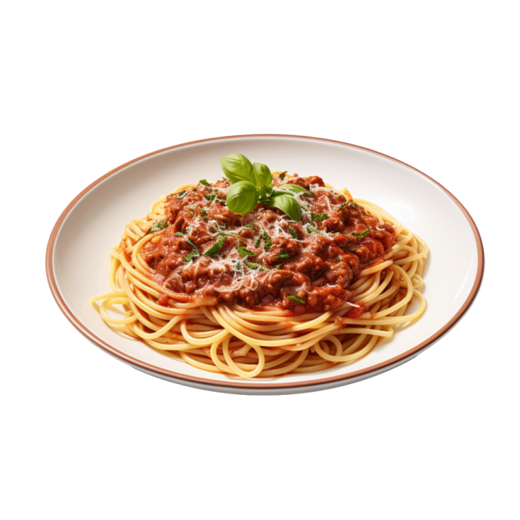 a plate of spaghetti with meat and sauce