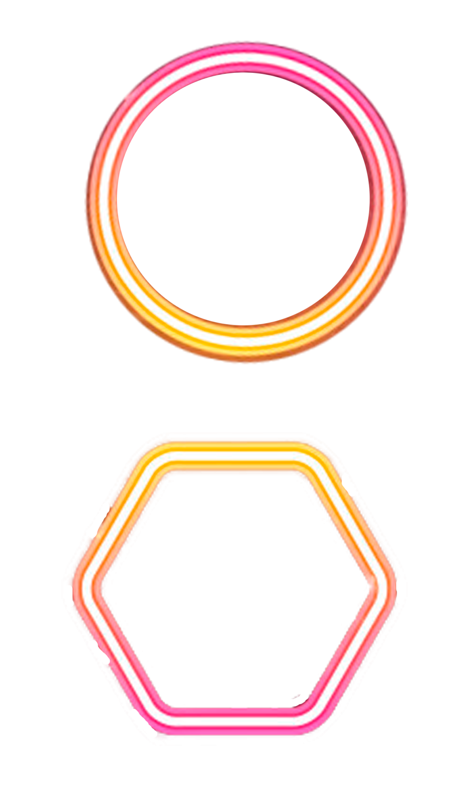 neon hexagon ring set of 2