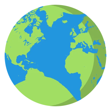 a green globe with blue and green continents