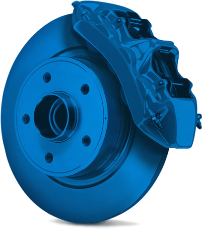 a blue brake disc on a white background