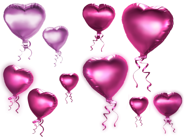 a bunch of pink and silver balloons