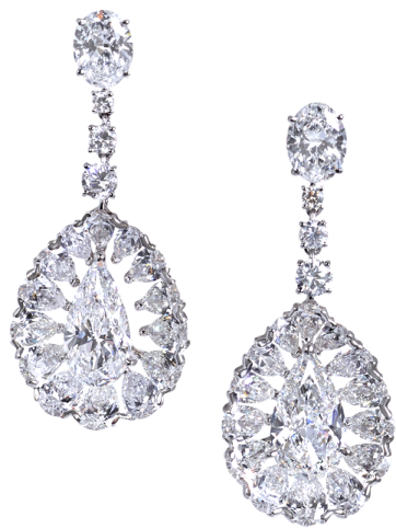 a pair of diamond earrings