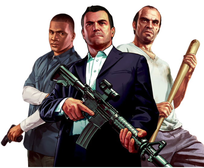 a poster of two men in suits holding guns