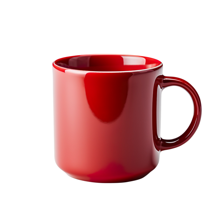 a red mug on a white background