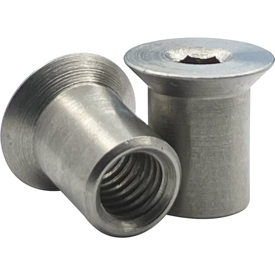 a pair of stainless steel fittings