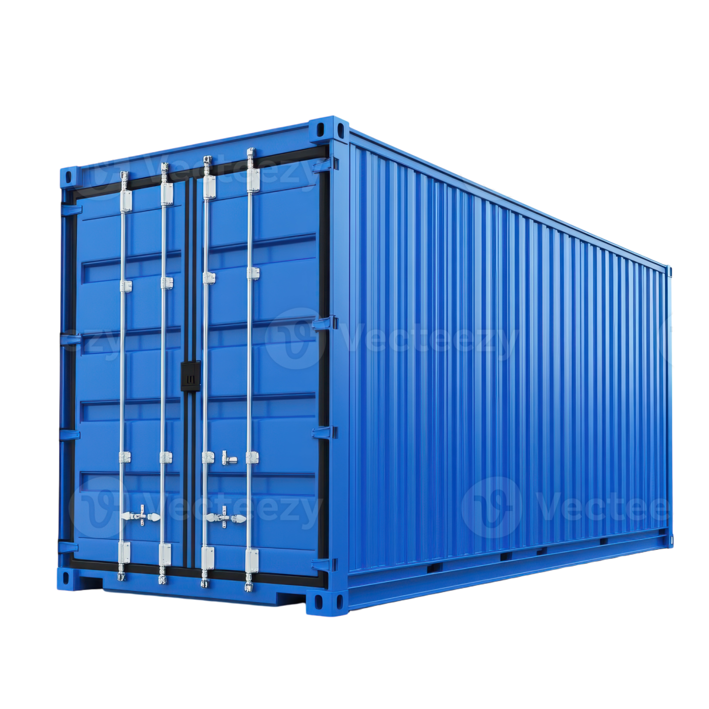 a blue shipping container on a white background