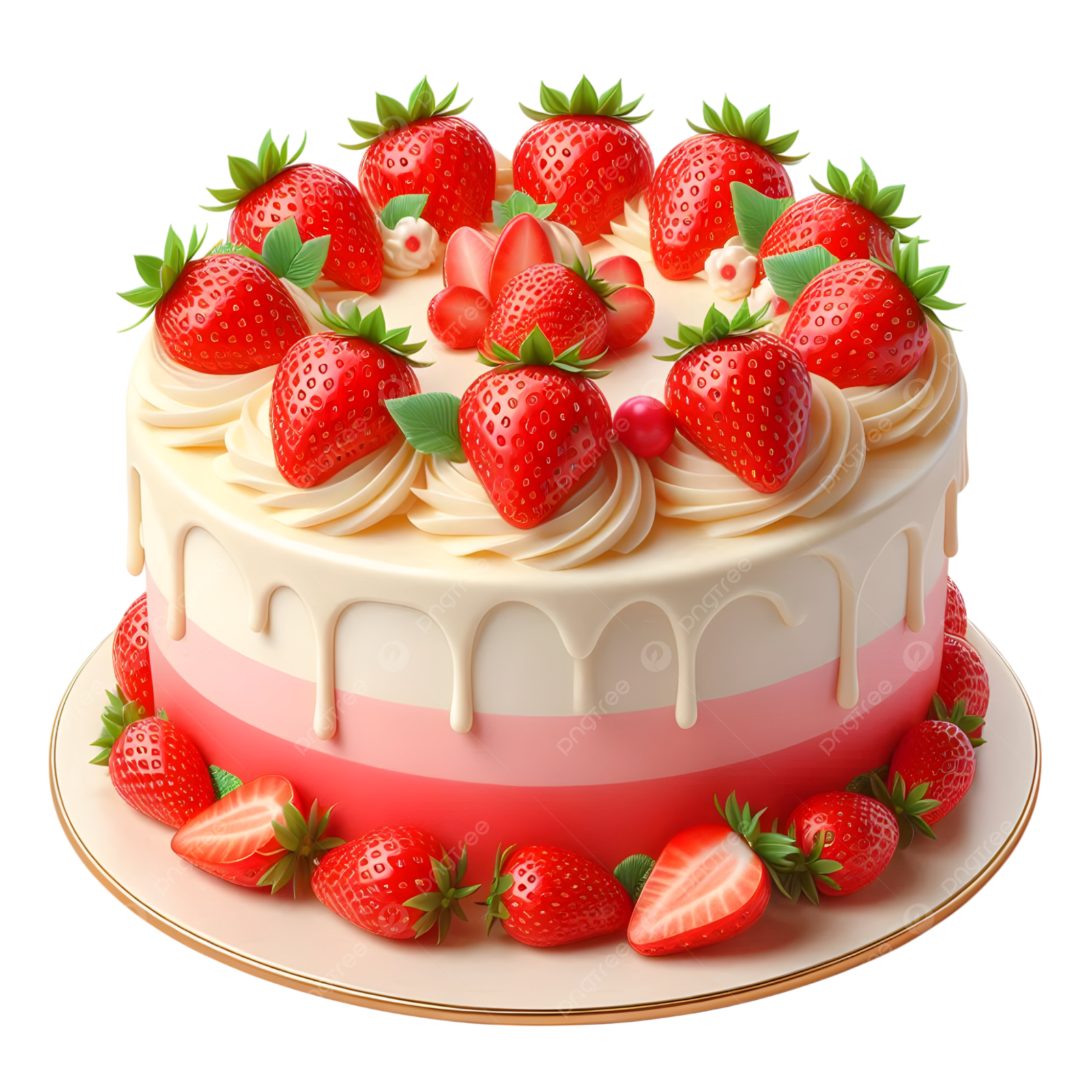 a cake with strawberries and strawberrys on top