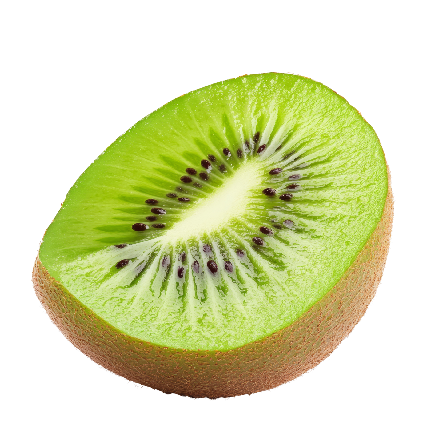 a sliced kiwia fruit on a white background