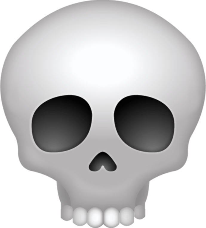 a white skull with black eyes
