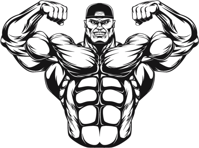 an illustration of a muscular man flexing his muscles