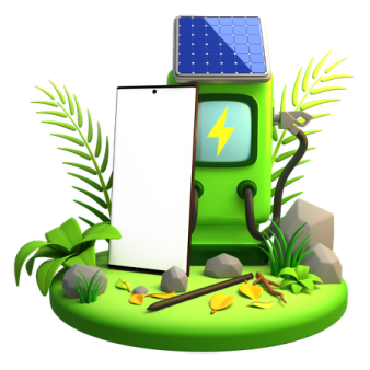 a green car with a solar panel on top