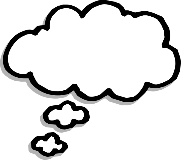 a black and white thought cloud