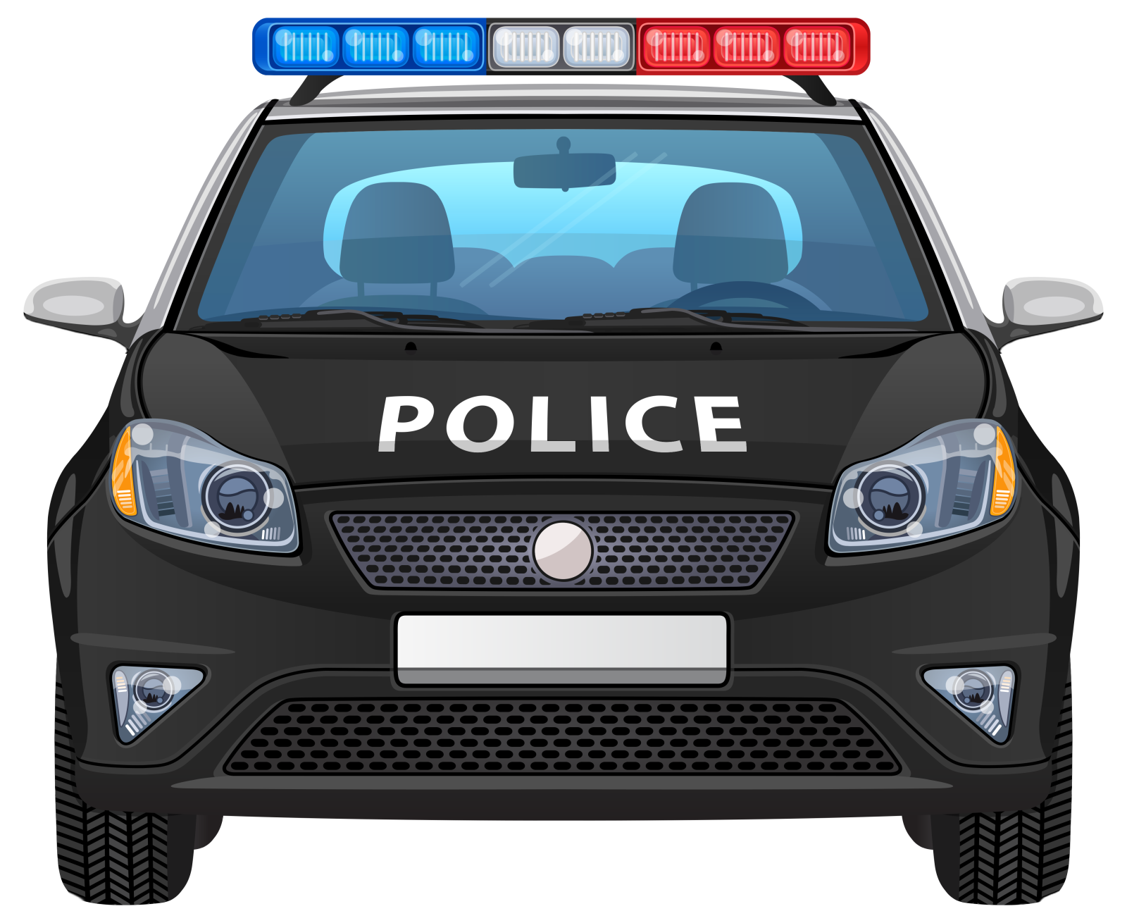 a police car with its lights on