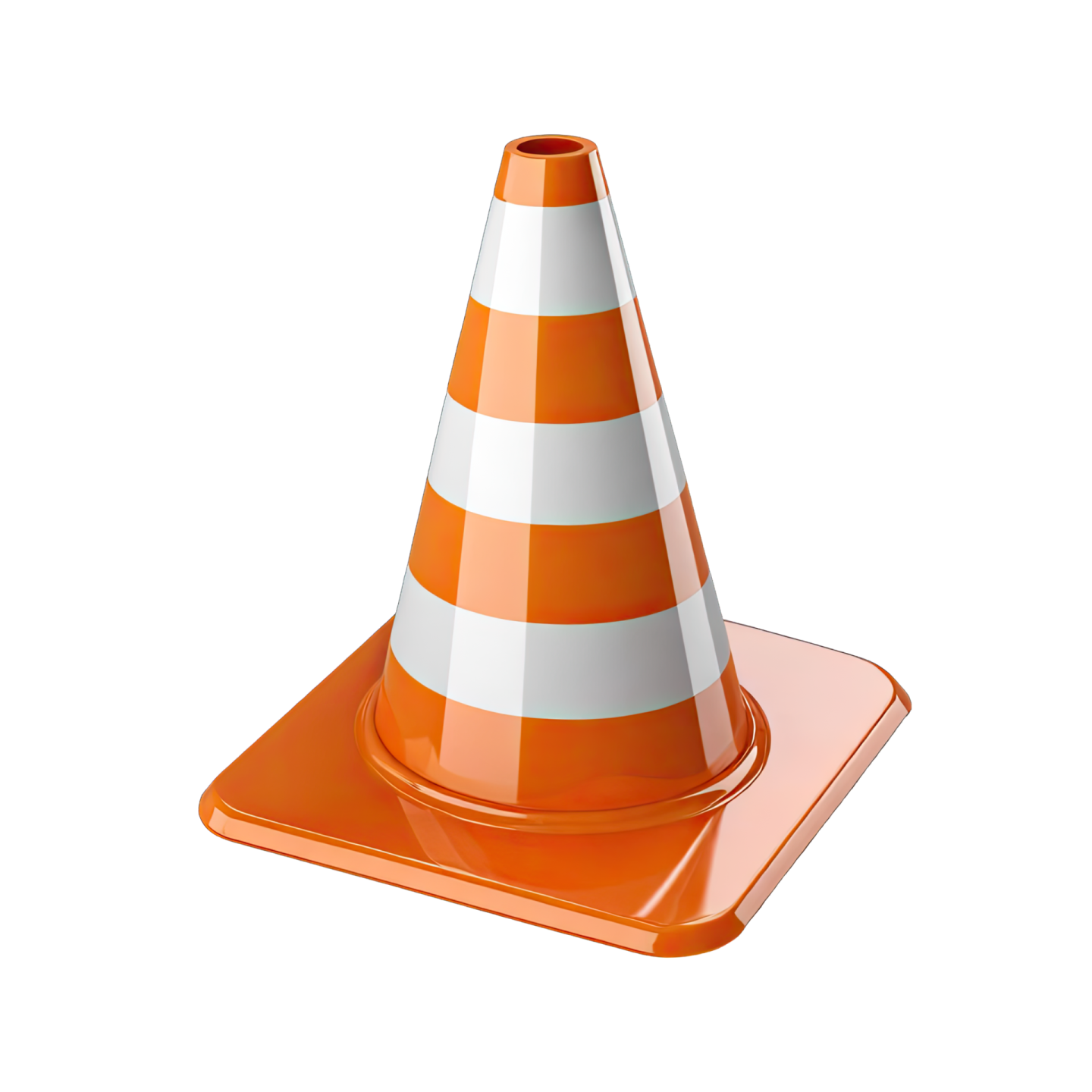 an orange and white traffic cone on a white background
