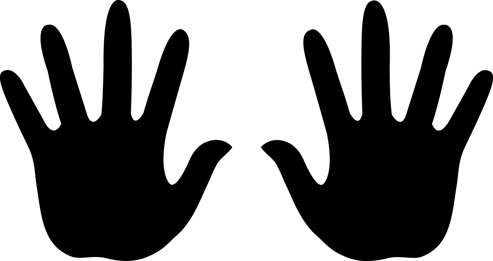 two black hands on a white background