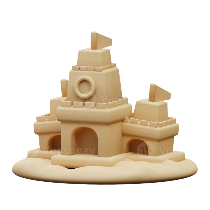 a sand castle on a white background