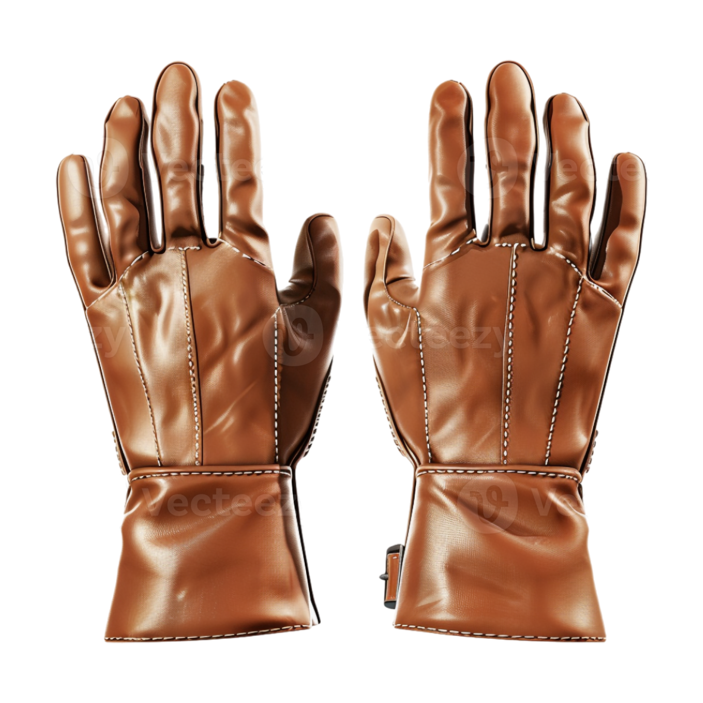 a pair of leather gloves on a white background