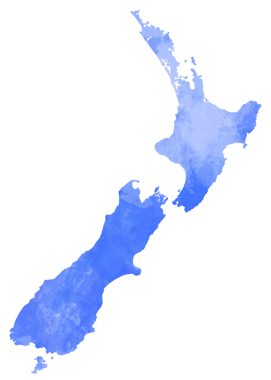 a watercolor map of new zealand