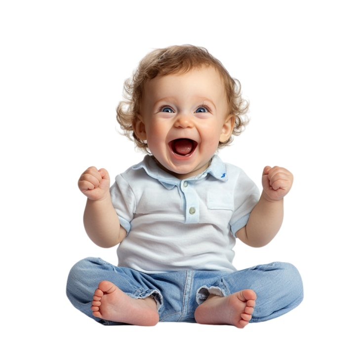 a baby sitting on the floor with his mouth open