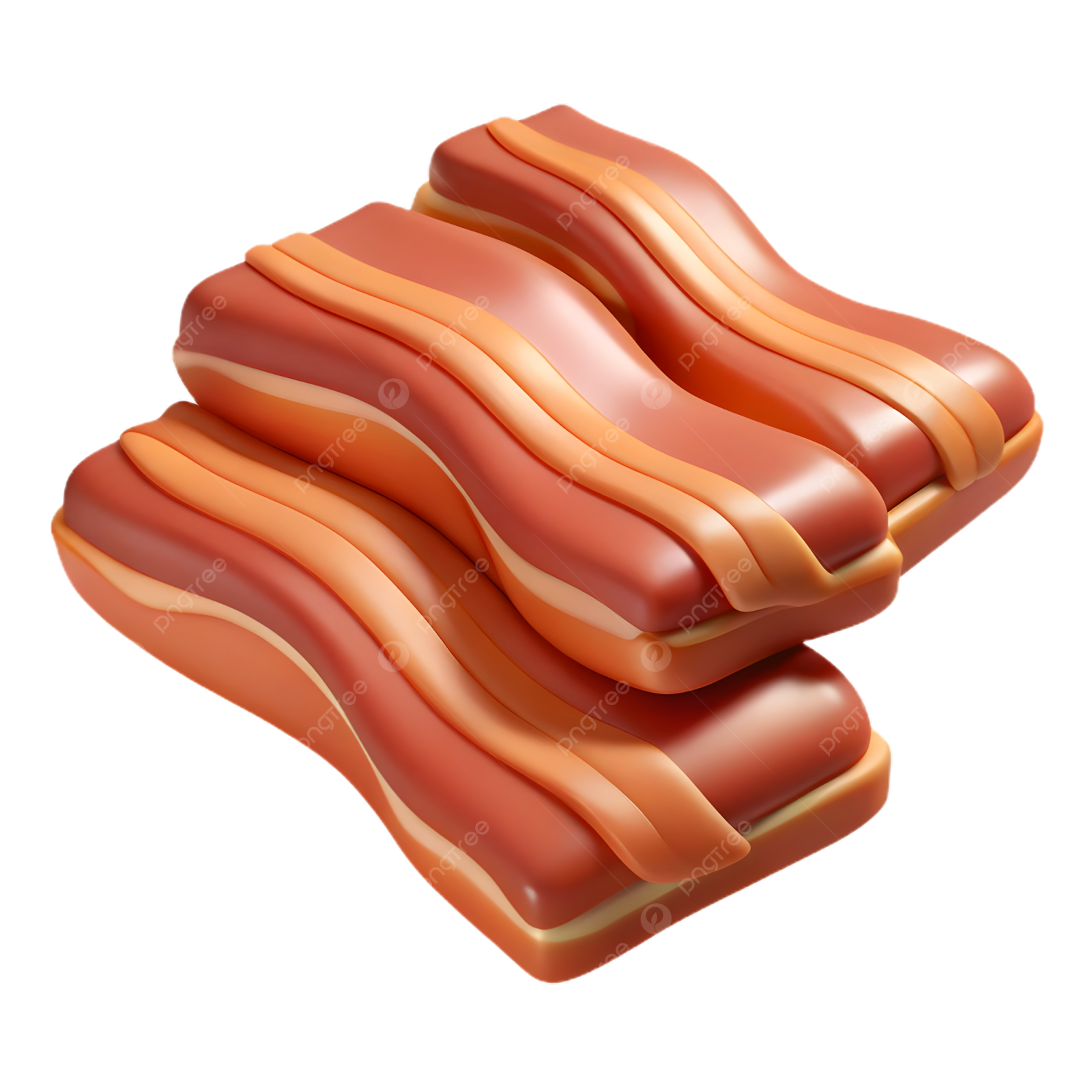 three slices of sausage on a white background