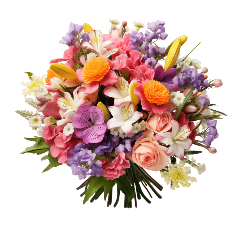 a bouquet of flowers on a white background